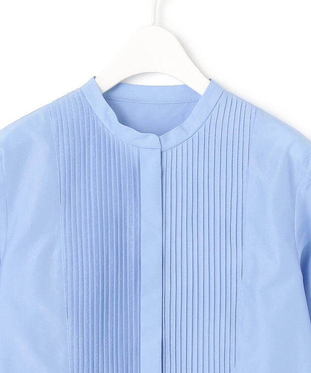 ICB L 【洗える】 トリアセコットンタイプライター シャツブラウス サックスブルー系