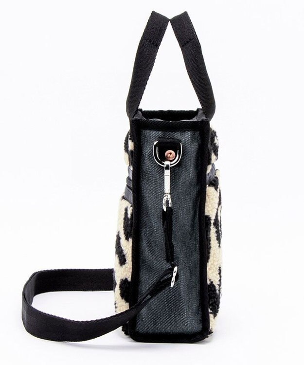 LeSportsac DENIM MINI N/S TOTE/ブラックデニム/レオパードシェルパ ブラックデニム/レオパードシェルパ
