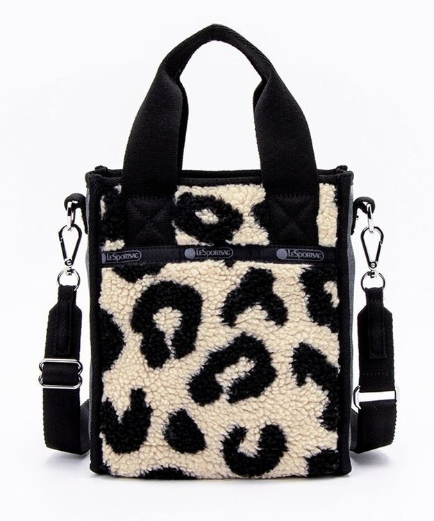 LeSportsac DENIM MINI N/S TOTE/ブラックデニム/レオパードシェルパ ブラックデニム/レオパードシェルパ