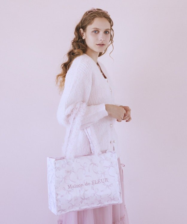 Maison de FLEUR ピンクマニアフリルスクエアトートMバッグ Light Pink