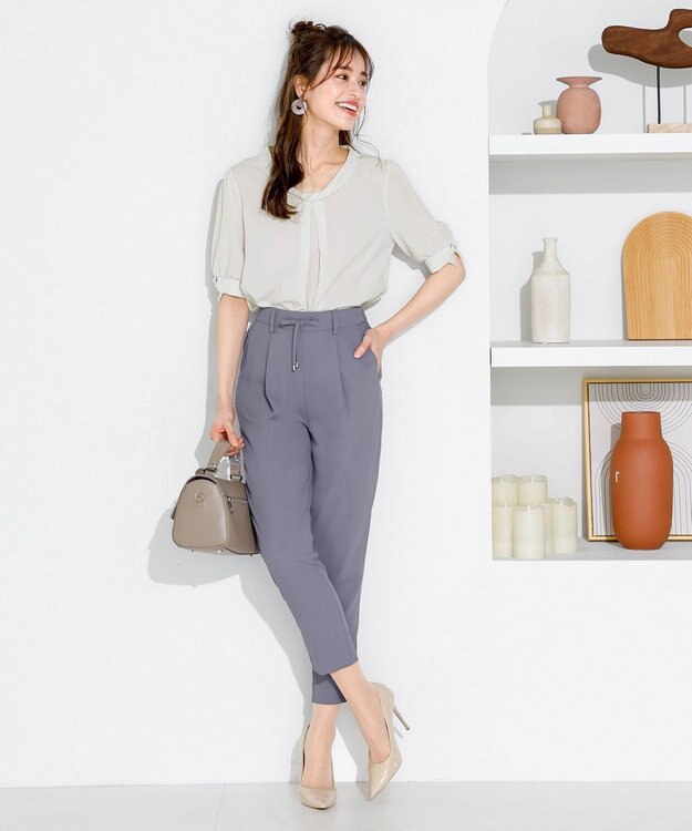 Tiaclasse 【洗える】幅広く活躍が期待できるドロストパンツ ブルー