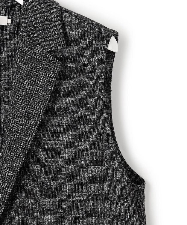 ICB L 【先行予約】 ミックスブッチャー バックスリットジレ ブラック×オフホワイト