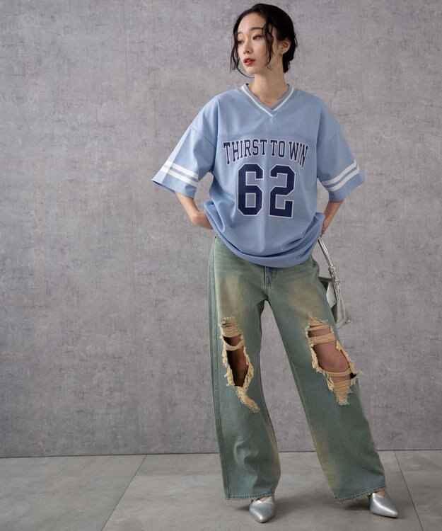 WEGO ナンバリングメッシュビッグT サックス