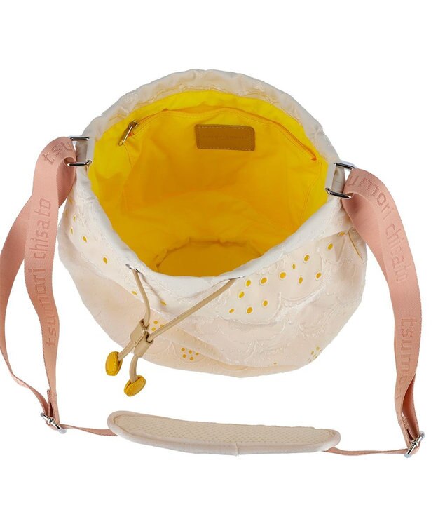 tsumori chisato CARRY スカラップ 刺繍 ショルダーバッグ 巾着 ベージュ