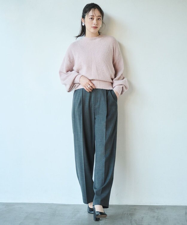 #Newans 【洗える】クロップドバルーンボリュームスリーブニット ピンク系