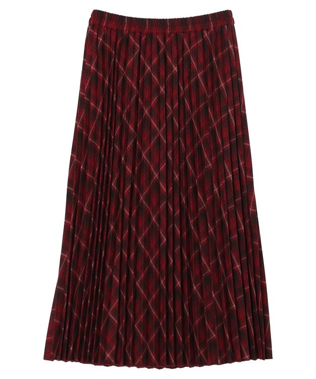 earth music&ecology すきな丈プリーツスカート Check RED