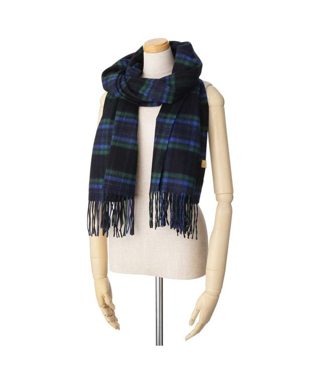 MOONBAT WEB限定【洗える】ミエル (miel) カシミヤ100％ チェックマフラー ブラック