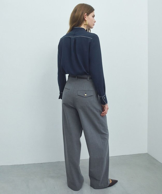 BEIGE， ZEPHYR / ベルト付き 2タックワイドパンツ Top Gray