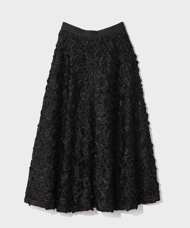 GRACE CONTINENTAL テープ刺繍レーススカート ブラック