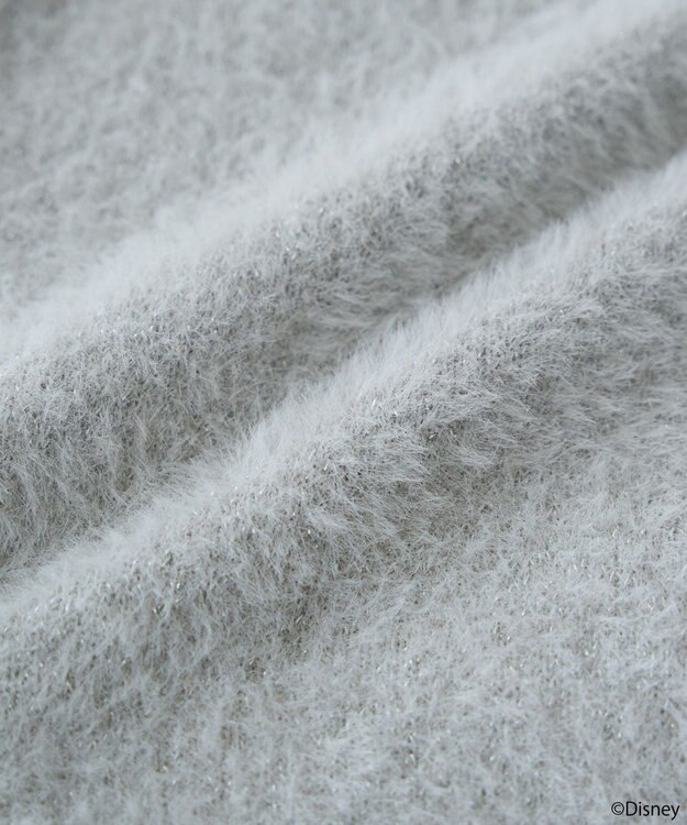 earth music&ecology 【予約】Disney/ポイントミッキーラメシャギーカーデ ライトグレー