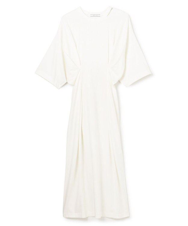 BEIGE， 【洗える】S.BABILA / スリットネックウエストタックワンピース Ecru