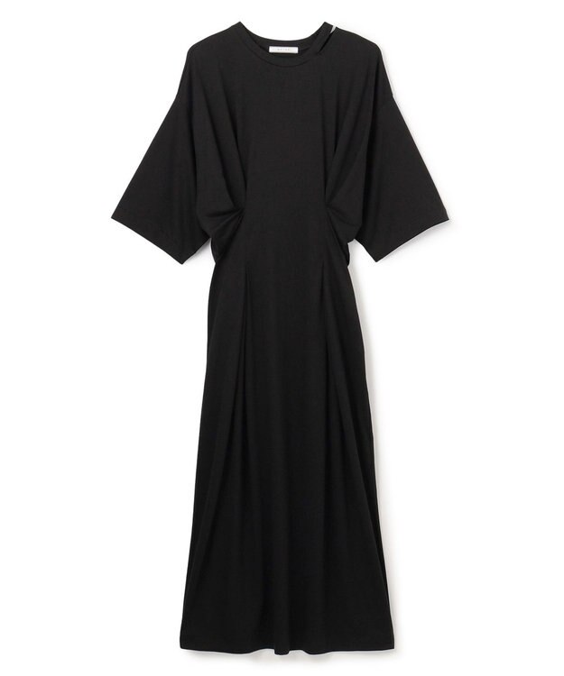 BEIGE， 【洗える】S.BABILA / スリットネックウエストタックワンピース Black