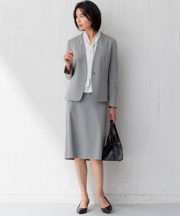 23区 S 【洗える】バックサテンアムンゼン タイプリント ブラウス ホワイトプリント