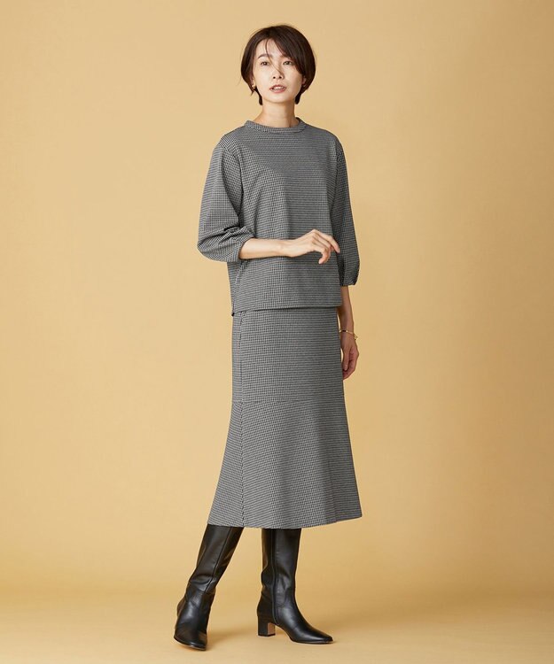 J.PRESS LADIES S 【洗える】ジャカード フレアー スカート ブラック系5