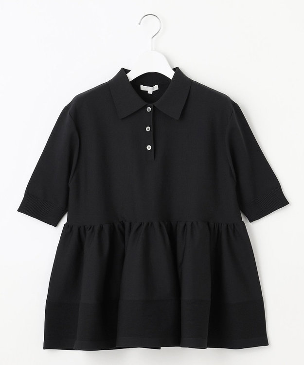 23区 S 【R(アール)】フォルムニット ペプラム ポロシャツ ブラック系