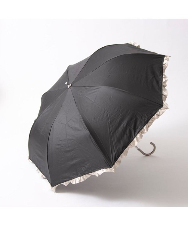 UNBILLION カシュネ cachenez / 【晴雨兼用】【日傘】 【UV カット率99.999.9％以上】PUバイカラーフリルトップレス折りたたみ傘 ブラック