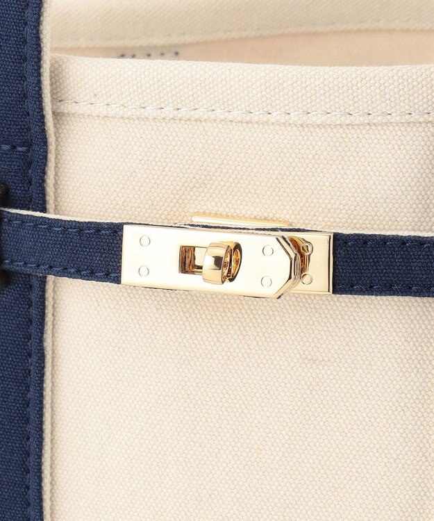 23区 ポーチ付 キャンバス トートバッグ ネイビー系