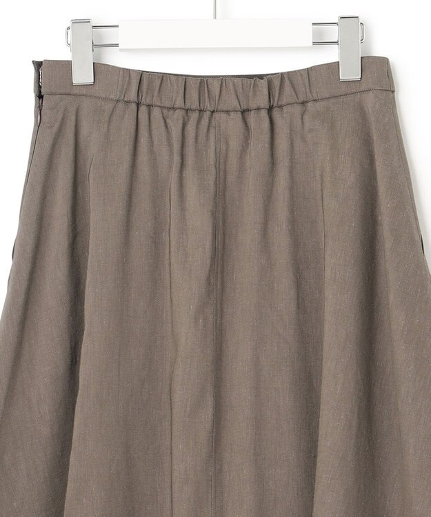 23区 【セットアップ対応】リネンレーヨンストレッチ フレア スカート ダークブラウン系