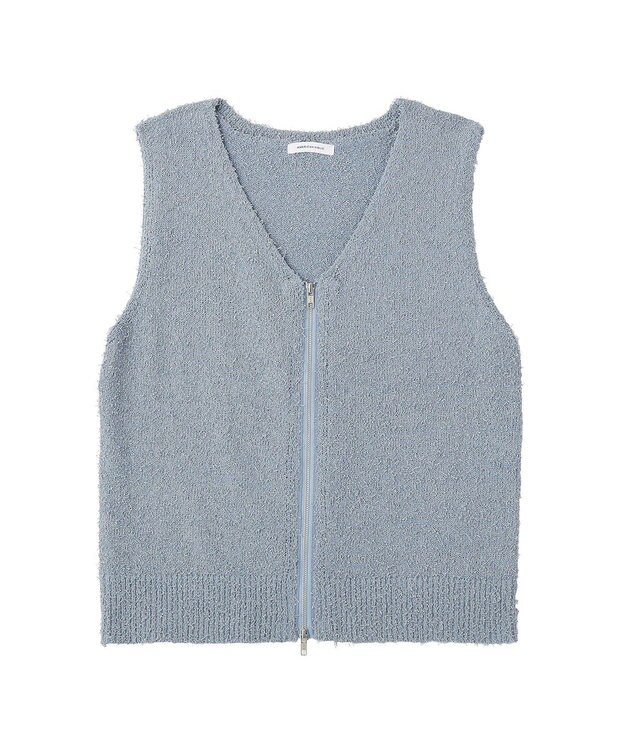 AMERICAN HOLIC ダブルZIPシャギーニットベスト Sax