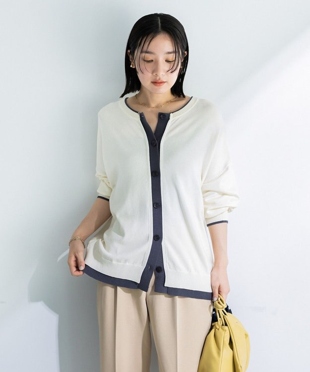 Green Parks アンチピリング前後２Ｗａｙニットカーディガン Ivory