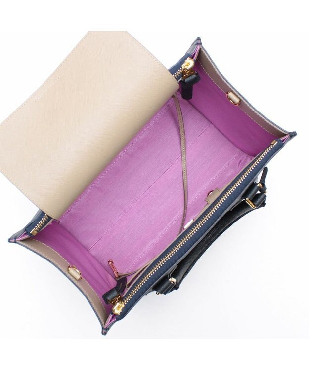 A.D.M.J. 【牛革】モーツァルト/スパニッシュレザーバイカラーWジップトートM マリノ