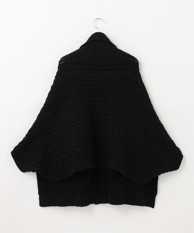 自由区 【洗える】アランパターンファーコンビ ニットガウン ブラック系