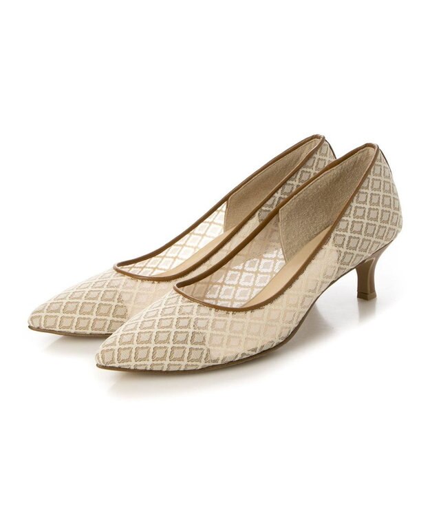 MODE ET JACOMO <carino>レースデザインパンプス ベージュ