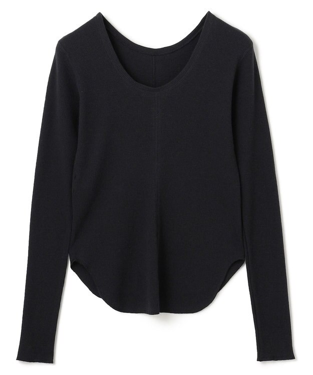 BEIGE， 【洗える】GLOBE / コットンリブ前後2WAYカットソー Black