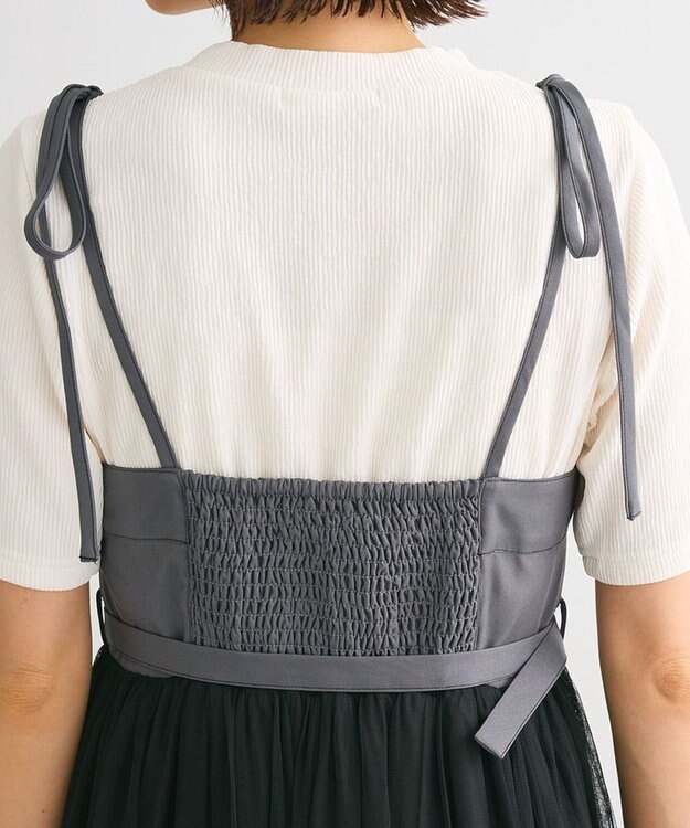 Green Parks ・ＥＬＥＮＣＡＲＥ　ＤＵＥ　チュールドッキングワンピ Charcoal Gray