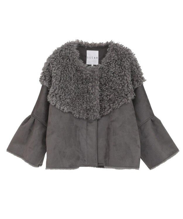 Green Parks ■ESCAR フラッフィーブルゾン Charcoal Gray