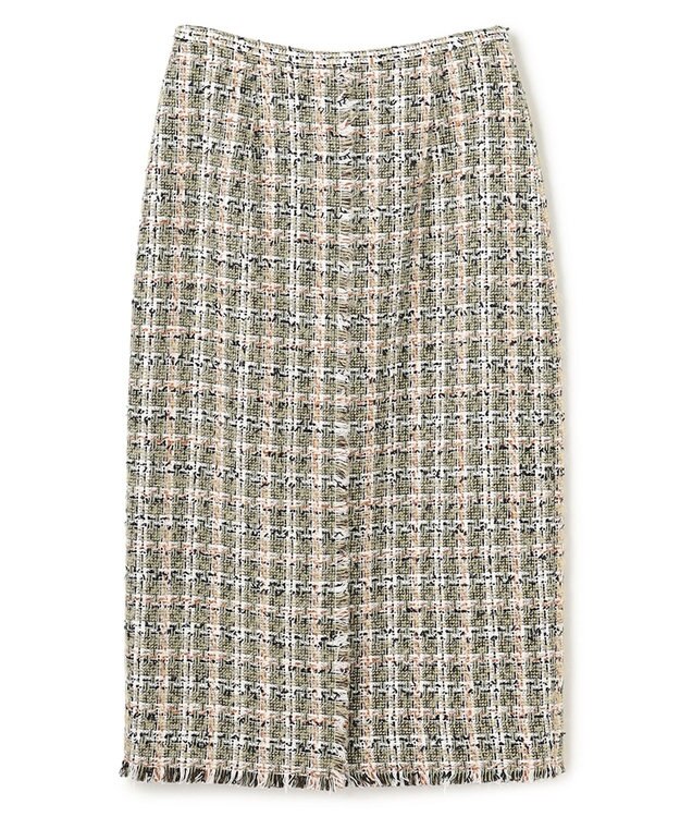 BEIGE， BERYL / ファンシーツイード Iラインスカート Khaki Mix