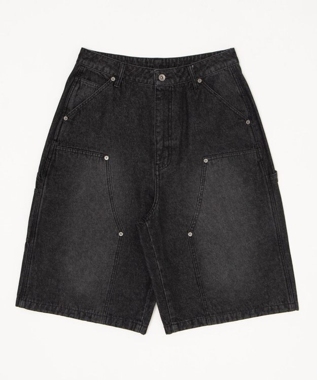 WEGO 【ユニセックス着用ITEM】ダブルニーデニムショーツ デニムブラックソノタ