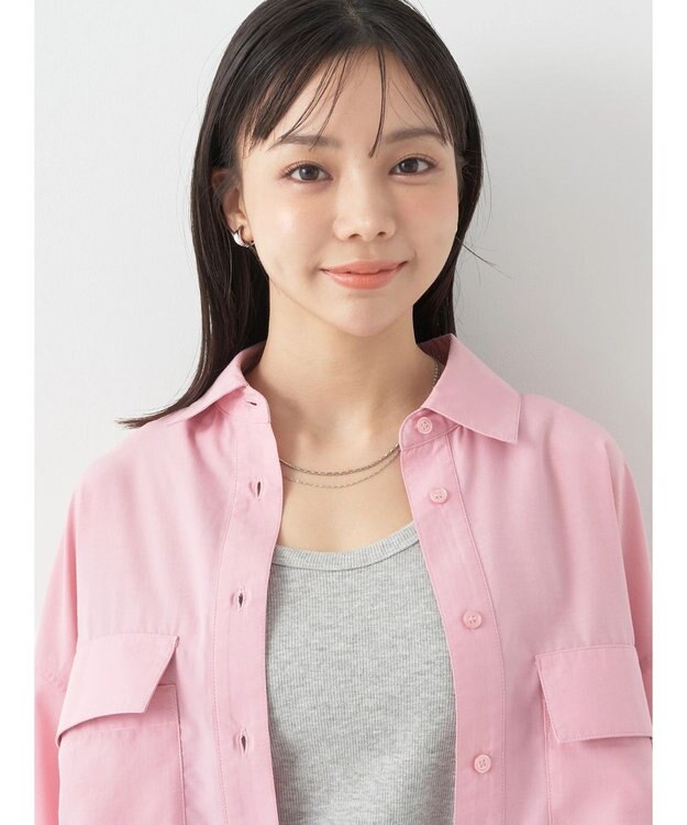 earth music&ecology ビッグポケットショートシャツ Light Pink