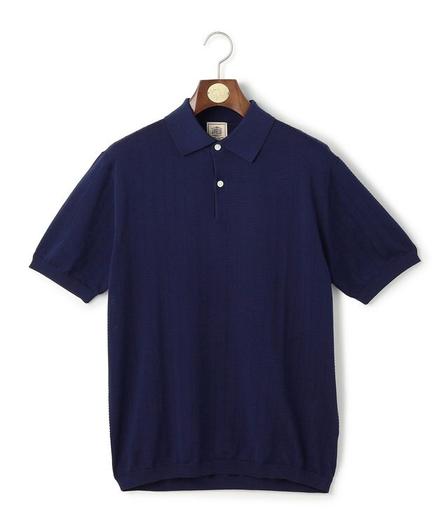 J.PRESS MEN シルクコットン ニットポロシャツ ネイビー系