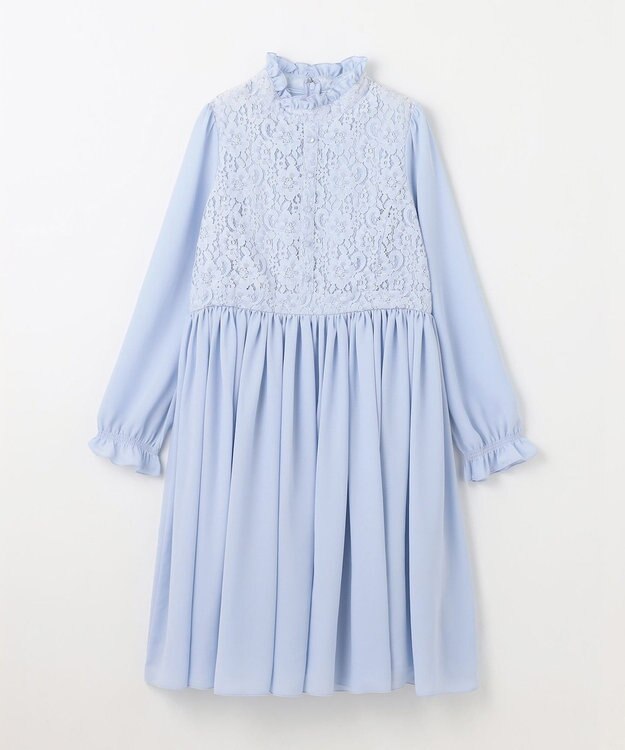 組曲 KIDS 【150-170㎝】レースシフォン ワンピース サックスブルー系