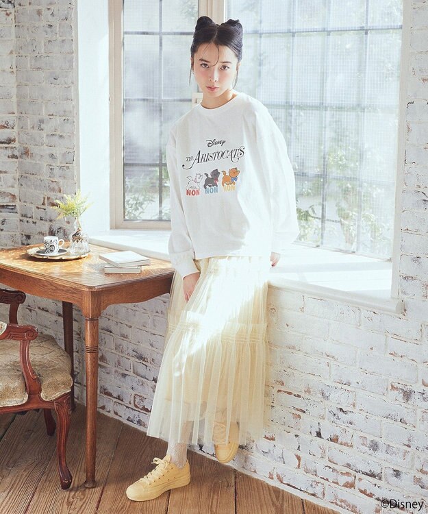 earth music&ecology Ｄｉｓｎｅｙ／Ｔｈｅ　ＡｒｉｓｔｏｃａｔｓプリントロンＴ Off White