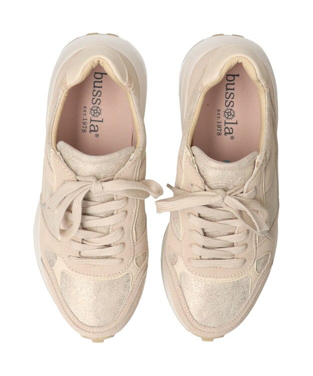 INTER-CHAUSSURES 【BUSSOLA】厚底レースアップスニーカー ゴールドコンビ