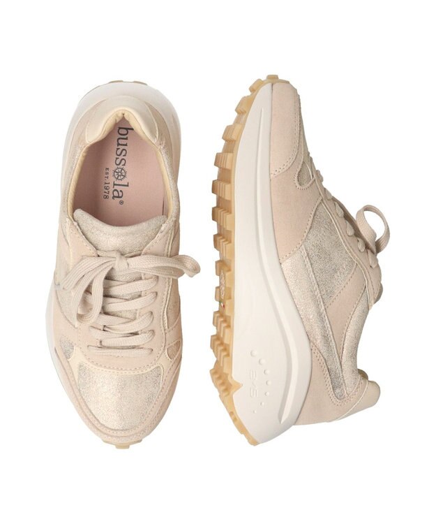 INTER-CHAUSSURES 【BUSSOLA】厚底レースアップスニーカー ゴールドコンビ
