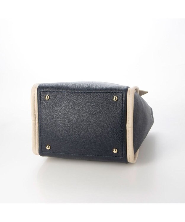 UNBILLION カシュカシュ cachecache / ミニショルダー付きソフトレザー調ミニトートバッグ ネイビーミックス