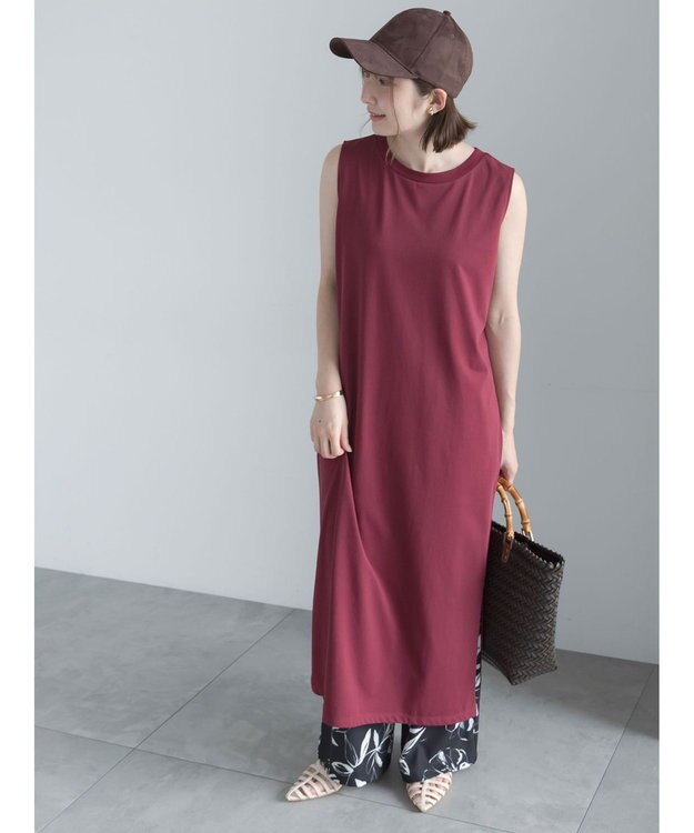 Te chichi ノースリーブカットワンピース ボルドー
