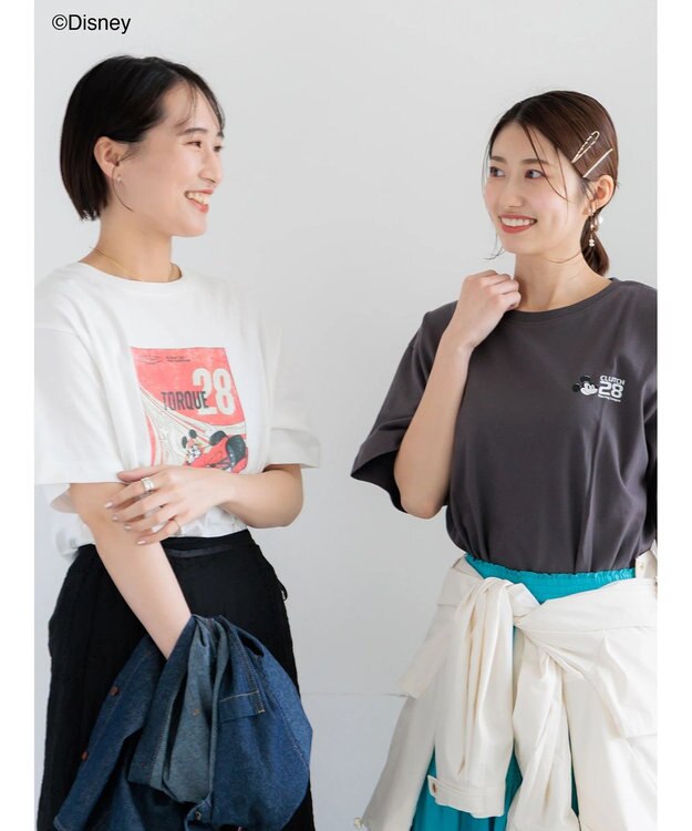Te chichi 【Disney】MICKEY/ロゴプリントTシャツ チャコールグレー