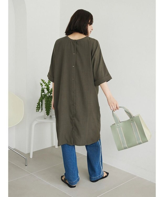 Green Parks 前後２ｗａｙミディ丈タックワンピース Khaki