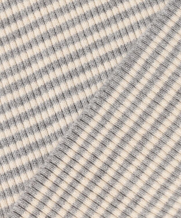 ANY SIS 【洗える】ハイネックインナー ニット グレー×アイボリー