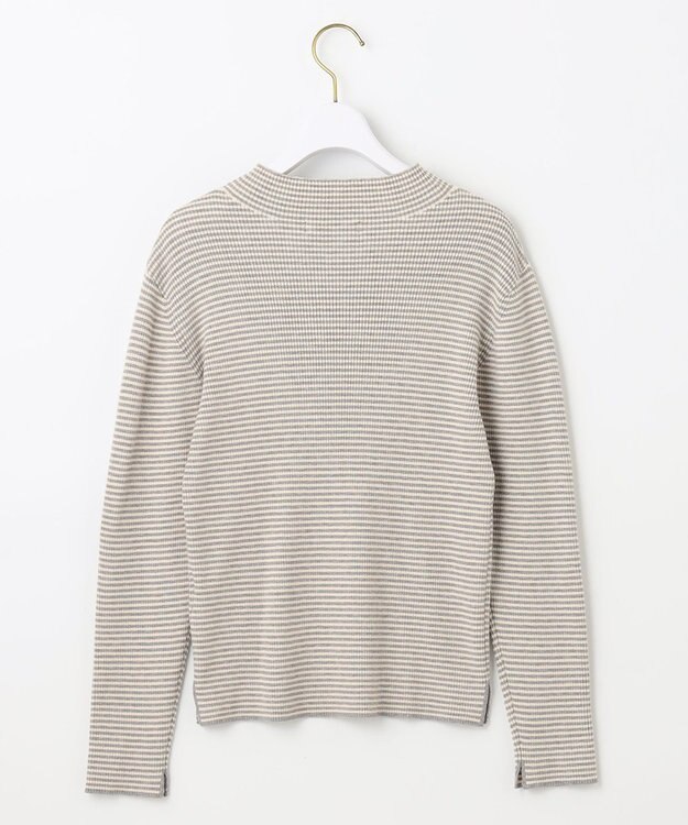 ANY SIS 【洗える】ハイネックインナー ニット グレー×アイボリー