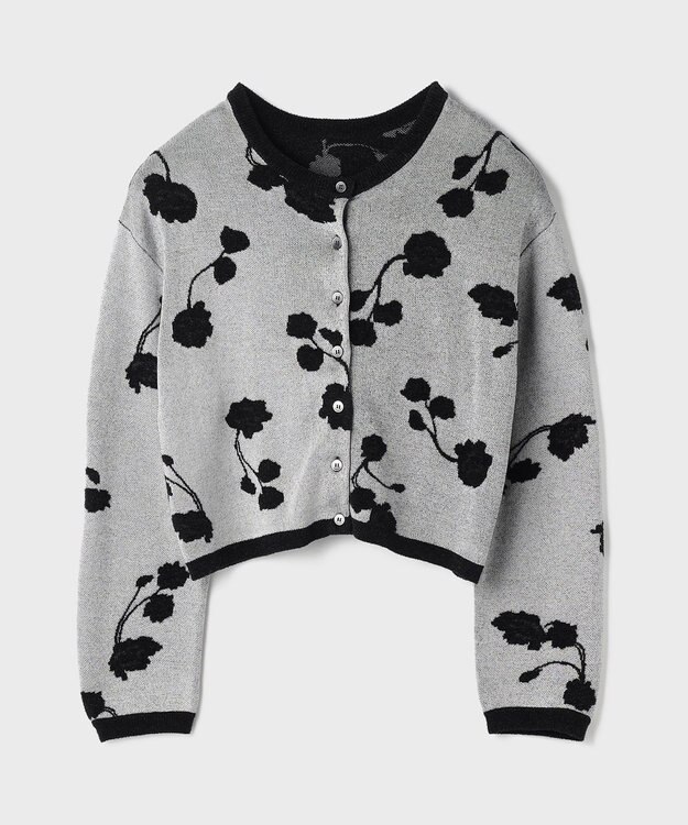 GRACE CONTINENTAL フクレジャガードニットカーディガン ホワイト