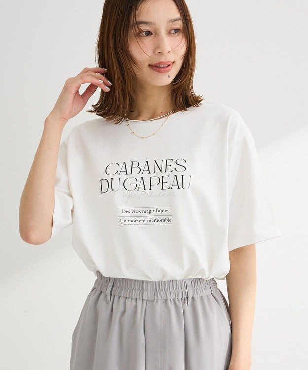 Green Parks 【適ON】多段きれい目ロゴＴシャツ Off White