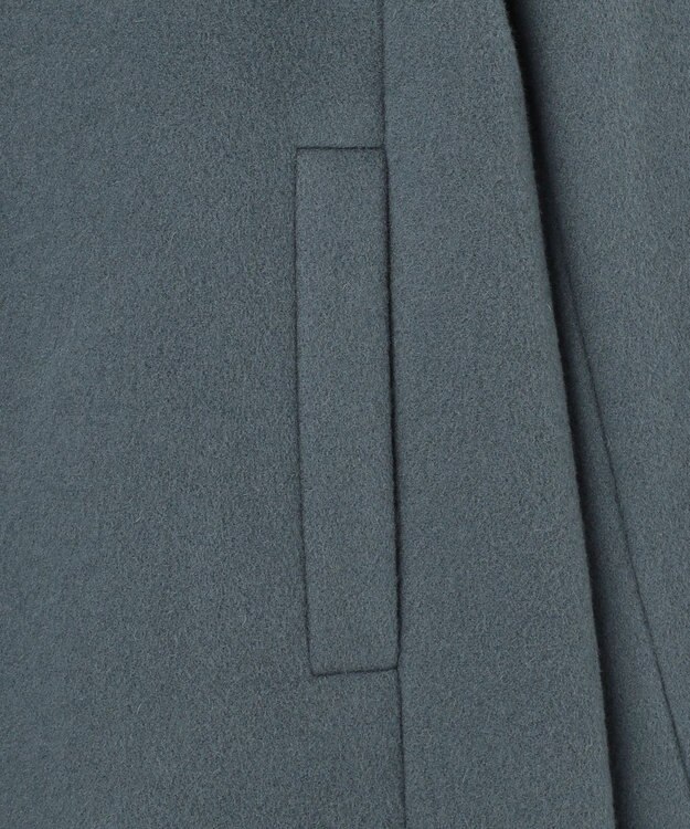 J.PRESS LADIES ショートビーバー ミディ丈 スタンドカラー コート ティールブルー系