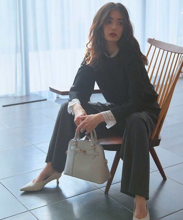 23区 S 【洗える】ヴィスコースストレッチ レースコンビ ニット ブラック系