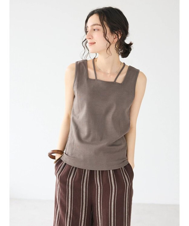 CRAFT STANDARD BOUTIQUE 前後2WAYスクエアデザインタンクトップ Charcoal Gray