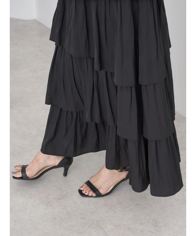 earth music&ecology フリルティアードスカート Black